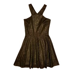 Aqua•Women's Skater Metalic Black Dress